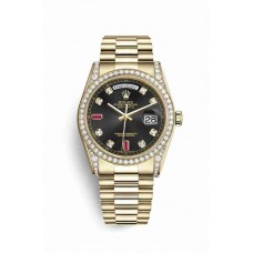 Rolex Day-Date 36 Black diamonds rubies Dial m118388-0124