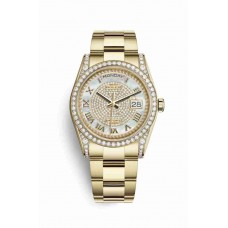 Rolex Day-Date 36 White mother-of-pearl diamond paved Dial m118388-0196