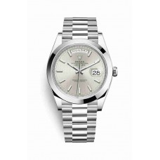 Rolex Day-Date 40 Platinum Silver stripe motif Dial m228206-0034