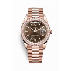 Rolex Day-Date 40 Everose gold Chocolate diagonal motif Dial m228345rbr-0005