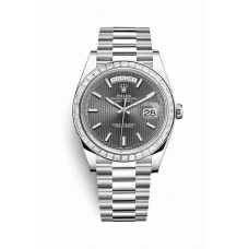 Rolex Day-Date 40 Platinum Dark rhodium stripe motif Dial m228396tbr-0023