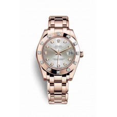 Rolex Pearlmaster 34 Everose gold Silver diamonds m81315-0019