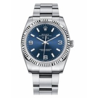 Rolex Air-King White Gold Fluted Bezel Blue dial 114234 BLAO Replica