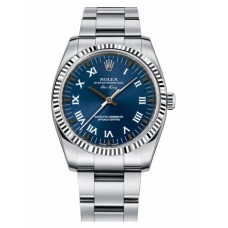 Rolex Air-King White Gold Fluted Bezel Blue dial 114234 BLRO Replica