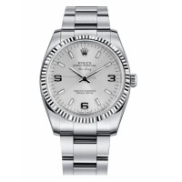 Rolex Air-King White Gold Fluted Bezel Silver dial 114234 Replica