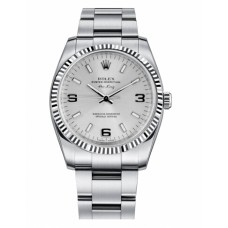 Rolex Air-King White Gold Fluted Bezel Silver dial 114234 Replica