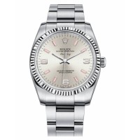Rolex Air-King White Gold Fluted Bezel 114234 Silver dial Replica