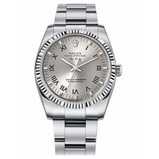 Rolex Air-King White Gold 114234 Fluted Bezel Silver dial Replica