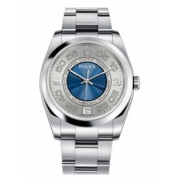 Rolex Oyster Perpetual No Date Stainless Steel Silver & Blue dial 116000 Replica