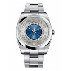 Rolex Oyster Perpetual No Date Stainless Steel Silver & Blue dial 116000 Replica