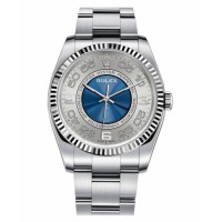 Replica Rolex Oyster Perpetual 116034 No Date Stainless Steel Silver & Blue dial