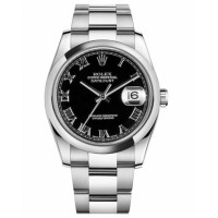 Rolex Datejust 36mm Steel Domed Bezel Black Dial 116200 BKRO replica