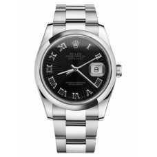 Rolex Datejust 36mm Steel Domed Bezel Black Sunbeam Dial 116200 BKSBRO replica