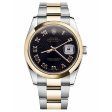 Rolex Datejust 36mm Steel 116203 stell/Yellow Gold Black Sunbeam Dial