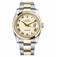 Rolex Datejust 36mm Steel 116203 stell/Yellow Gold Ivory Pyramid Dial