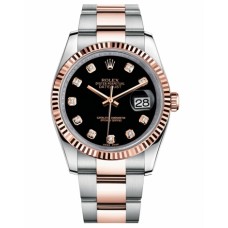 Rolex Datejust 36mm Steel and Pink Gold 116231 Black dial Replica