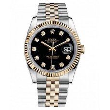 Rolex Datejust 36mm Steel and Yellow Gold Black Dial 116233 BKDJ Replica