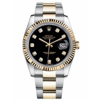 Rolex Datejust 36mm Steel and Gold Black Dial 116233 BKDO Replica