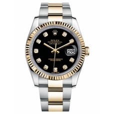 Rolex Datejust 36mm Steel and Gold Black Dial 116233 BKDO Replica