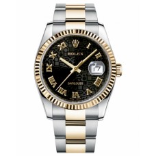 Rolex Datejust 36mm Steel and Gold Black Jubilee Dial 116233 BKJRO Replica