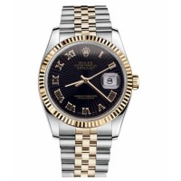 Rolex Datejust 36mm Steel and Yellow Gold Black Sunbeam Dial 116233 BKSBRJ Replica