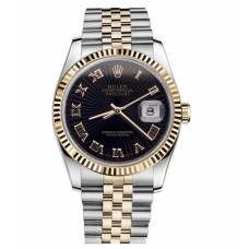 Rolex Datejust 36mm Steel and Yellow Gold Black Sunbeam Dial 116233 BKSBRJ Replica