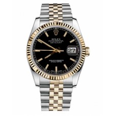 Replica Rolex Datejust 36mm 116233 Steel and Yellow Gold Black Dial