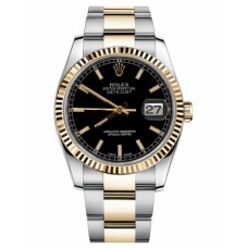 Rolex Datejust 36mm Steel and Gold Black Dial 116233 BKSO Replica
