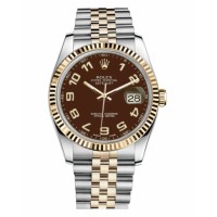 Rolex Datejust 36mm Steel and Yellow Gold Brown Dial 116233 BRAJ Replica