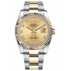 Replica Rolex Datejust 36mm 116233 Steel and Gold Champagne Dial