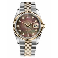 Rolex Datejust 36mm Steel and Yellow Gold Dark Mother of Pearl Dial 116233 DKMDJ Replica