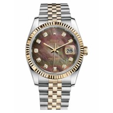 Rolex Datejust 36mm Steel and Yellow Gold Dark Mother of Pearl Dial 116233 DKMDJ Replica