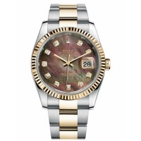Replica Rolex Datejust 36mm 116233 Steel and Gold Dark Mother of Pearl Dial