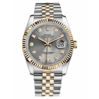 Rolex Datejust 36mm Steel and Yellow Gold Grey Dial 116233 GDJ Replica