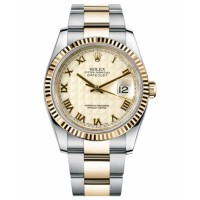 Rolex Datejust 36mm Steel and Gold Ivory Pyramid Dial 116233 IPRO Replica