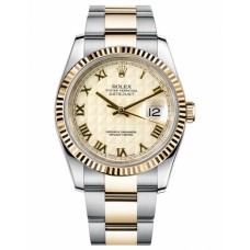 Rolex Datejust 36mm Steel and Gold Ivory Pyramid Dial 116233 IPRO Replica
