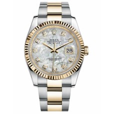 Rolex Datejust 36mm Steel and Gold Mother of Pearl Dial 116233 MDO Replica