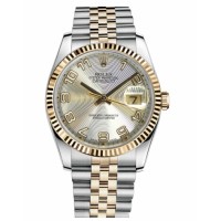 Rolex Datejust 36mm Steel and Yellow Gold Silver Concentric Circle Dial 116233 SCAJ Replica
