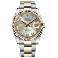 Rolex Datejust 36mm Steel and Gold Silver Concentric Circle Dial 116233 SCAO Replica