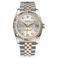 Rolex Datejust 36mm Steel and Yellow Gold Silver Dial 116233 SDJ Replica