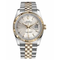Rolex Datejust 36mm Steel and Yellow Gold Silver Dial 116233 SSJ Replica