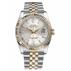 Rolex Datejust 36mm Steel and Yellow Gold Silver Dial 116233 SSJ Replica
