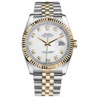 Rolex Datejust 116233 36mm Steel and Yellow Gold White Dial Replica