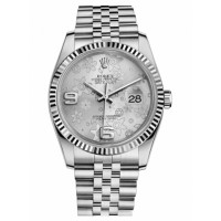 Rolex Datejust 36 116234 Steel Silver Floral Dial Jubilee Bracelet