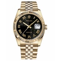 Rolex Datejust 36mm 18K Yellow Gold Black Jubilee Dial 116238 BKJRJ Replica