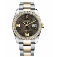 Rolex Datejust Steel and Gold Yellow Gold Brown Floral dial 116243 BRFAO replica