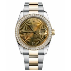 Rolex Datejust Steel and Gold Yellow Gold Champagne Sunbeam dial 116243 CHSBRO replica