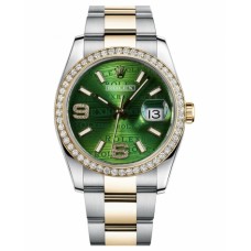 Rolex Datejust Steel and Gold Yellow Gold Green Wave dial 116243 GWDAO replica