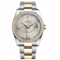 Rolex Datejust Steel and Gold Yellow Gold Silver Floral dial 116243 SFAO replica