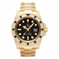 Rolex GMT Master II Yellow Gold Black Dial 116758 SANR Replica